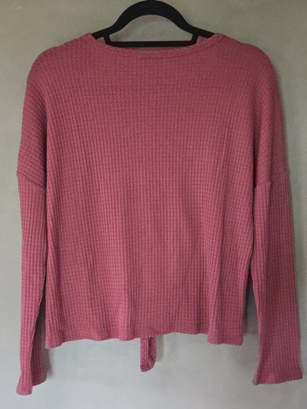 Paper Crane | Waffle Knit Tie-Front Cardigan in Dusty Rose, Size M - Picture 3 of 7